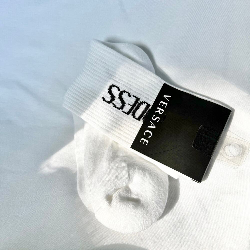 VERSACE Goddess socks Medium NWT white